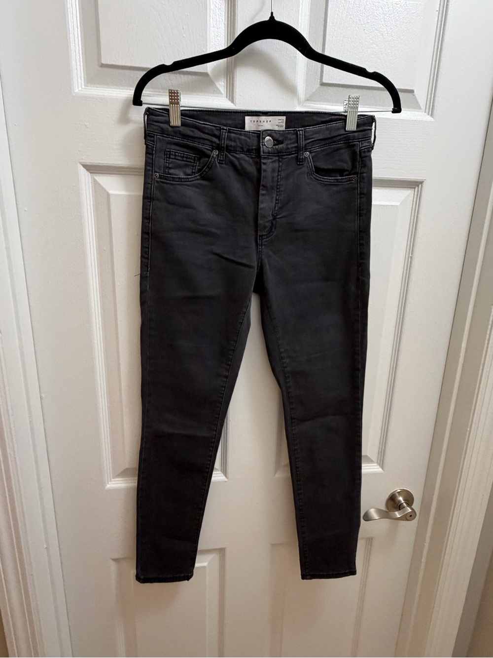 Topshop Leigh Skinny Jeans Washed Black Charcoal W28 L30 Size 6